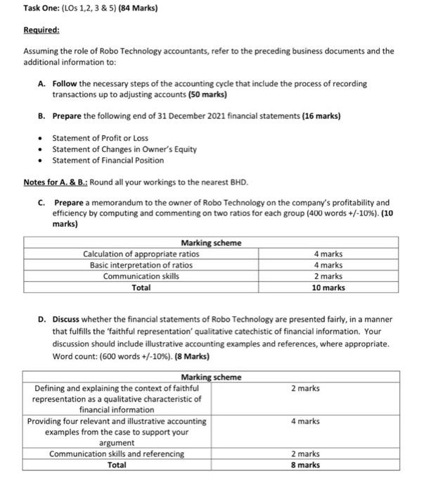  Task One: (LOS 1,2,3 & 5) (84 Marks) Required: Assuming the