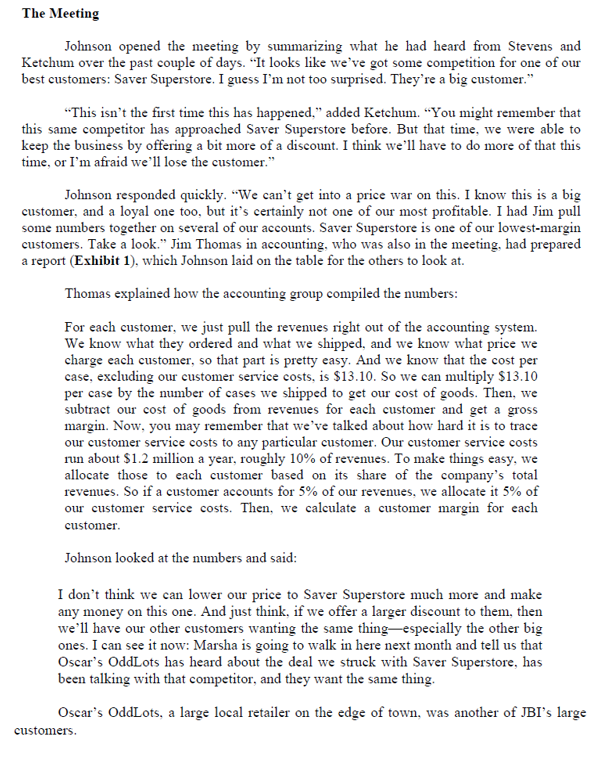 to the estimated costs using the current system of allocating customer service