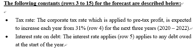 formula for each cell marked with "" in column C such that