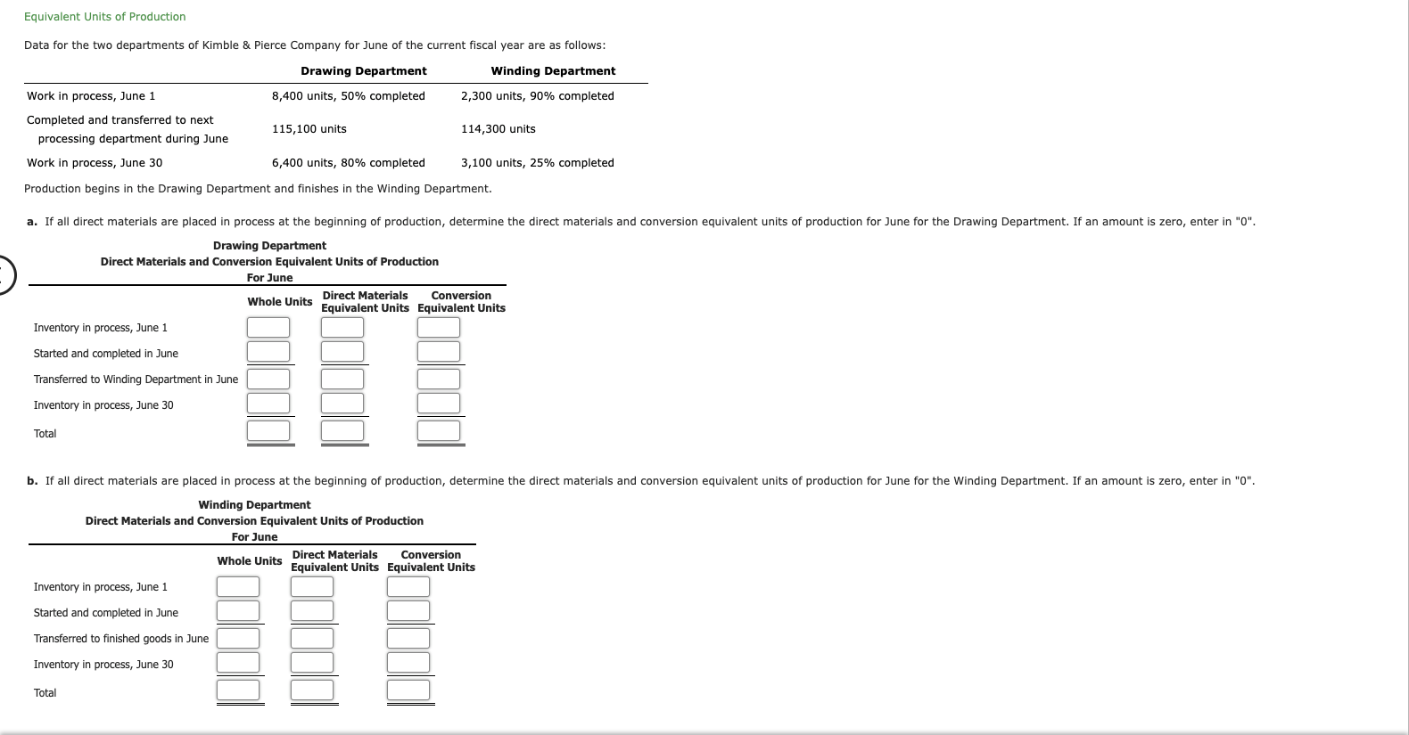CH17 #8 Please help with this asap. Thanks alot Equivalent Units of