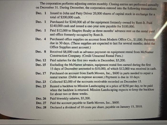 On December 1, 2009, John and Patty Driver formed a corporation called