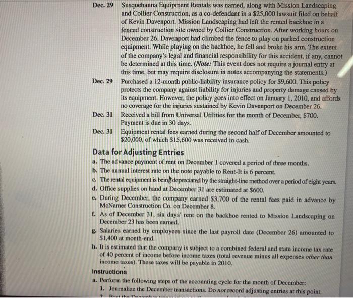 Susquehanna Equip- ment Rentals. The new corporation was able to begin operations