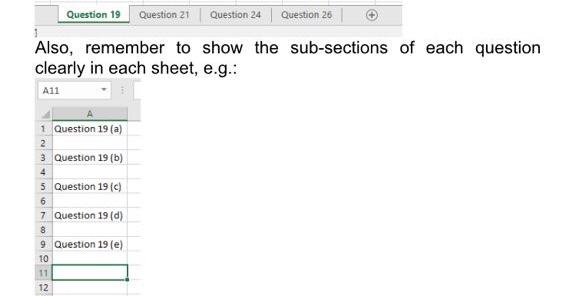  Create a seperate excel sheet for the below as follows in
