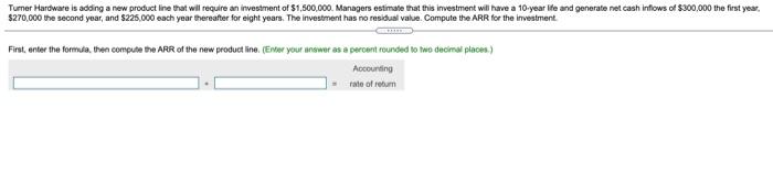  Tumer Hardware is adding a new product line that will require