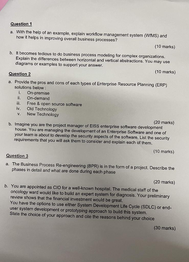 Question 1 a. With the help of an example, explain workflow