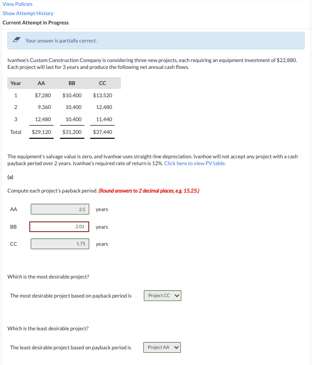  View Policies Show Attempt History Current Attempt in Progress Your answer