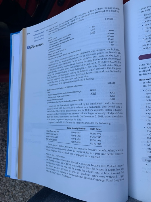  45. Logan B. Taylor is a widower whose wife, Sara, died