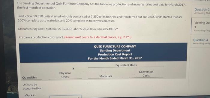  will give likes for help Question 2 Accounting Mul The Sanding
