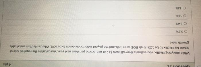  4 pts While analyzing Netflix, you estimate they will earn $12