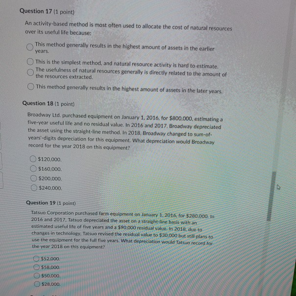 Question 17 (1 point) An activity-based method is most often used
