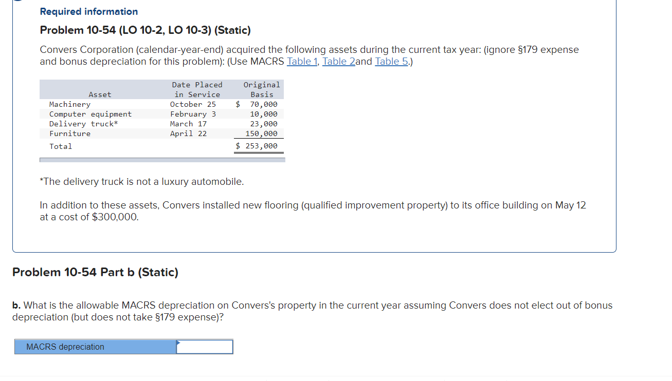 Please include details! Thank you Required information Problem 10-54 (LO 10-2,
