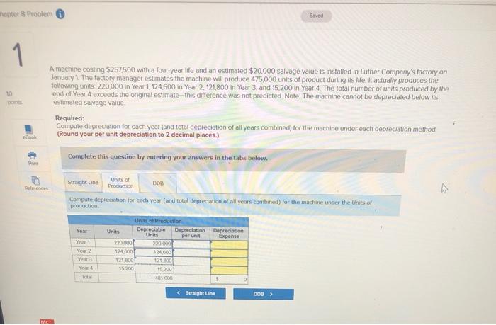  apter 8 Problem Seved 1 10 DO A machine costing $257,500