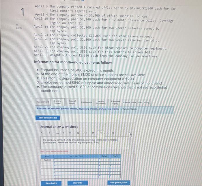 still available. c. This month's depreciation on computer equipment is $290. d.