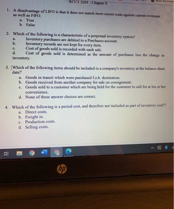  ACCT 3201 - Chapter 8 Muse for every 1. A disadvantage