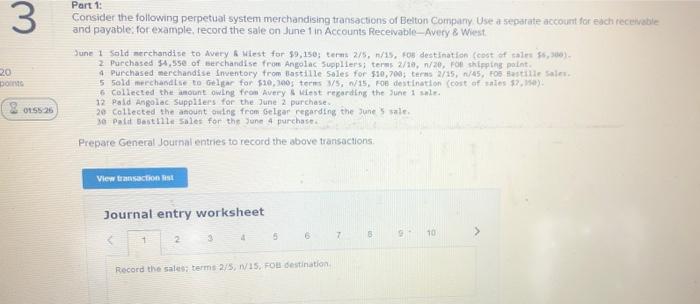ques3its one question 3 20 Part 1: Consider the following perpetual system