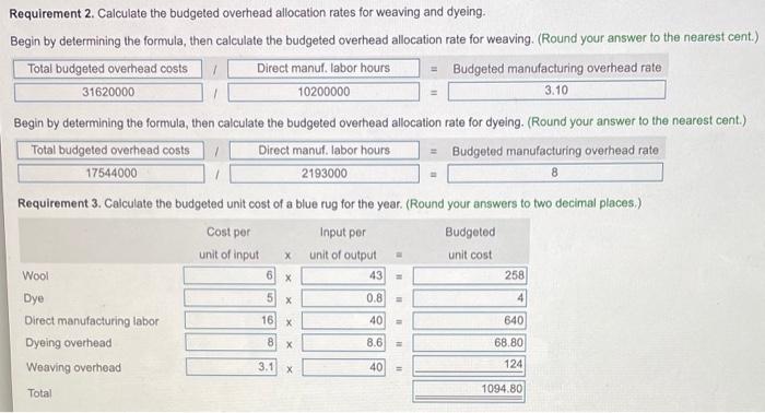 per gion Allore materials are Indirect At the beginning of the year