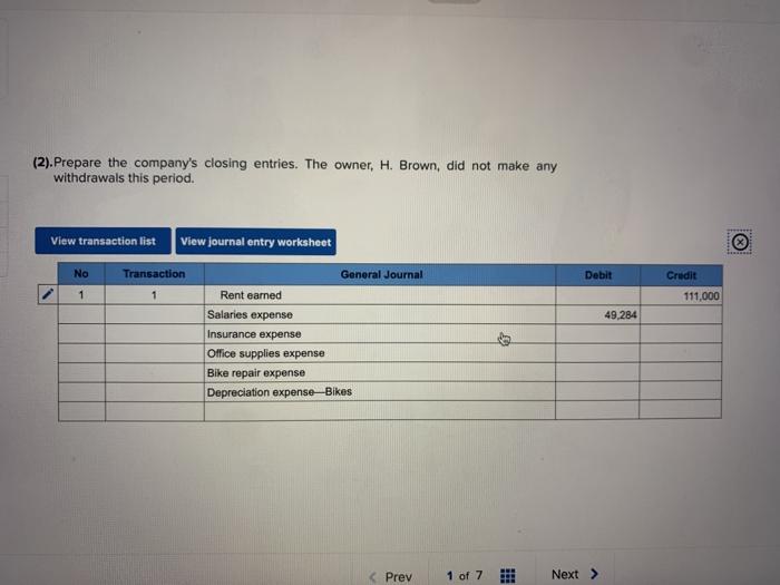 are for Brown's Bike Rental Company. The owner, H. Brown, did not