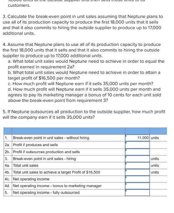 Target Profit Analysis (LO5-4, LO5-5, LO5-6] Neptune Company has developed a small