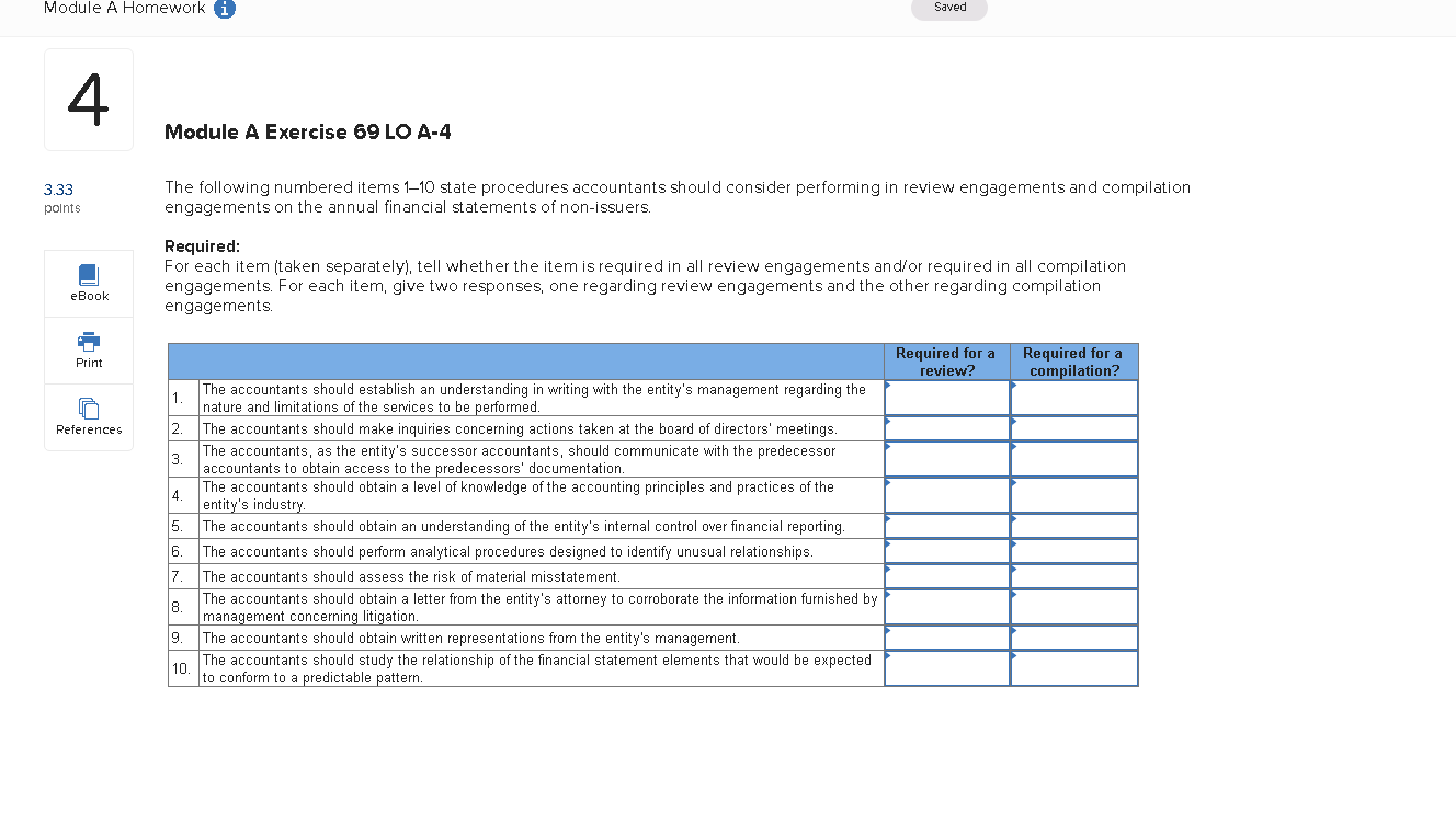 I need help with this accounting/auditing question ASAP Module A Homework i