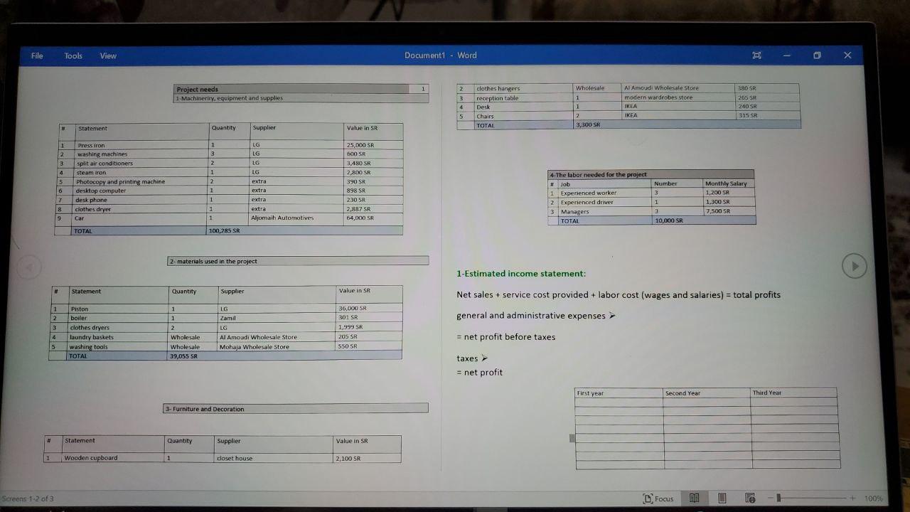 File Tools View Documenti - Word X 2 Wholesale Project needs