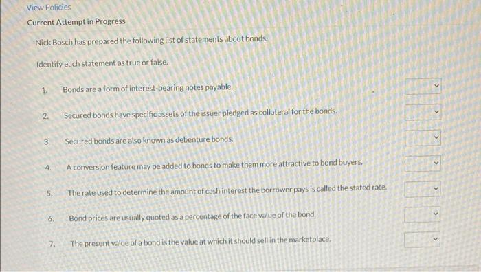  View Policies Current Attempt in Progress Nick Bosch has prepared the