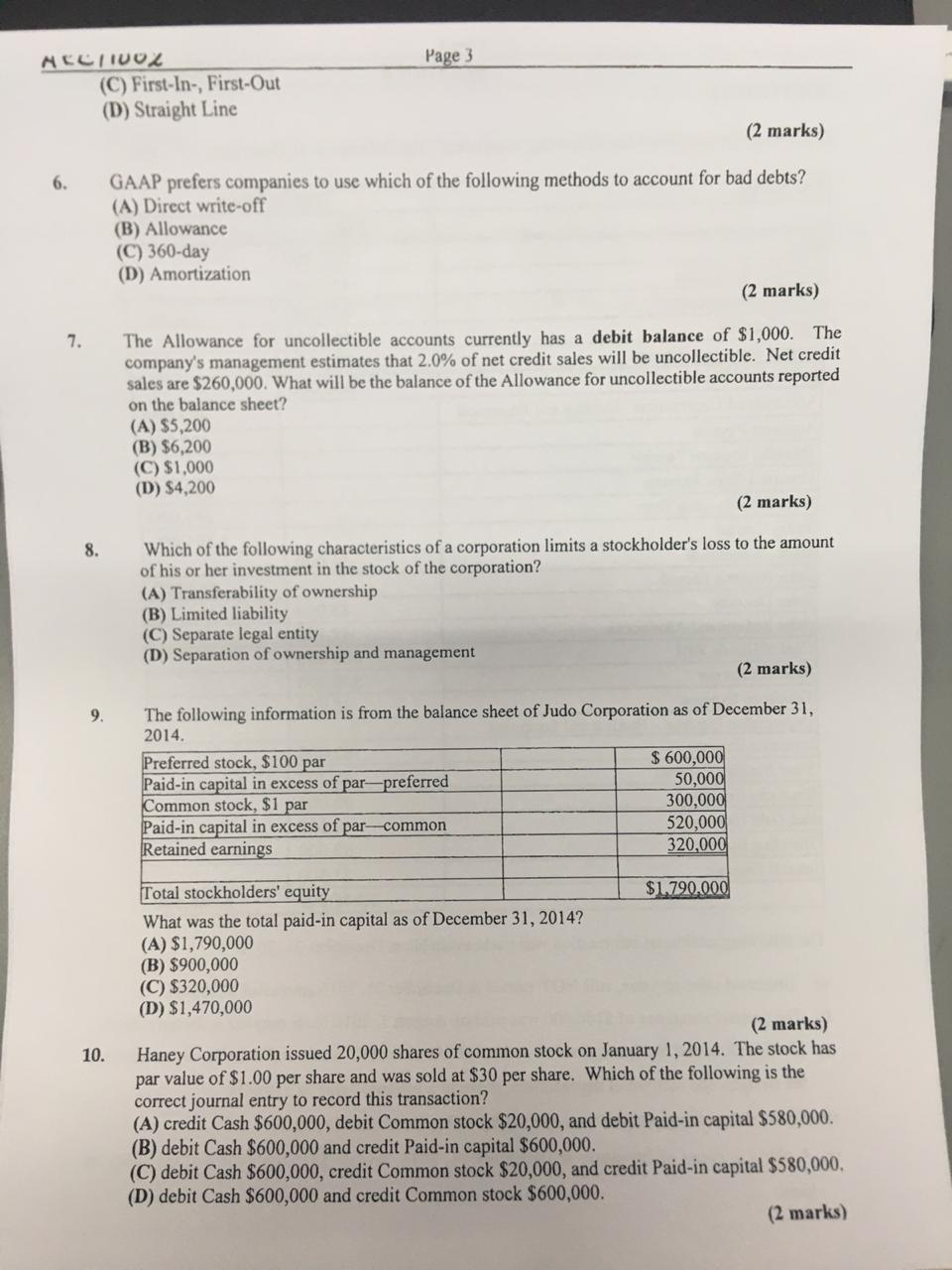  ACC Page 3 (C) First-In-, First-Out (D) Straight Line (2 marks)
