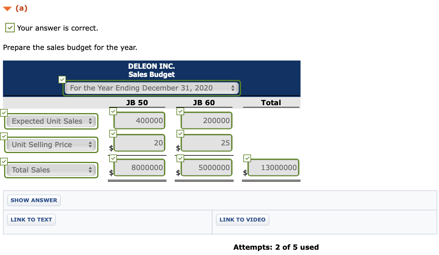 budgets for the year ending December 31, 2020. Accounting assistants furnish the