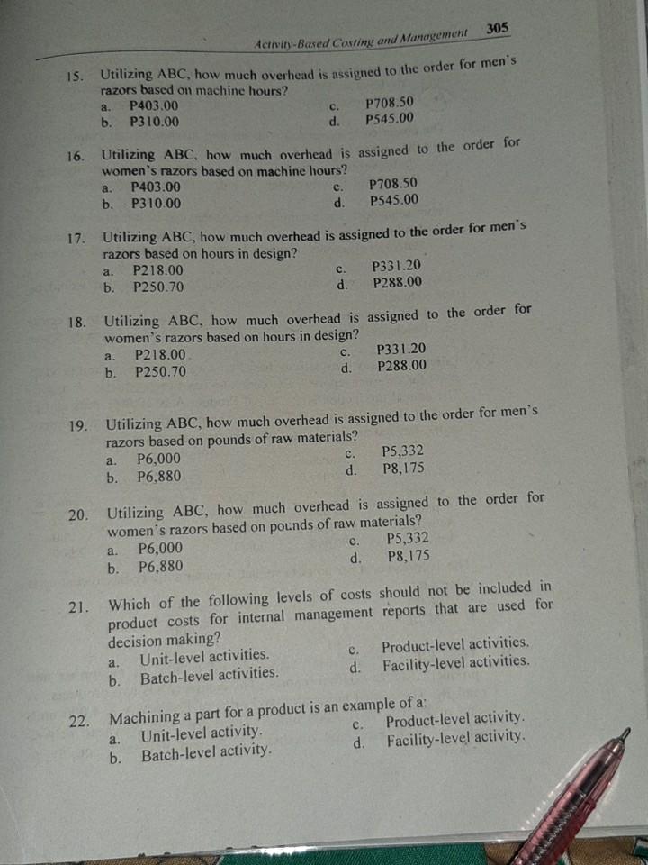 on the following information. Sparky Co. manufactures a variety of electric razors