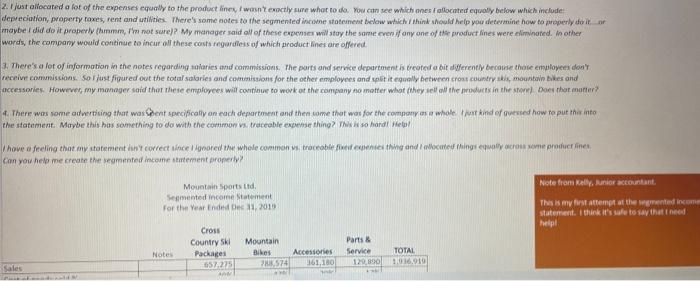 marks) "Mountain Sports carries a limited line of products and services that