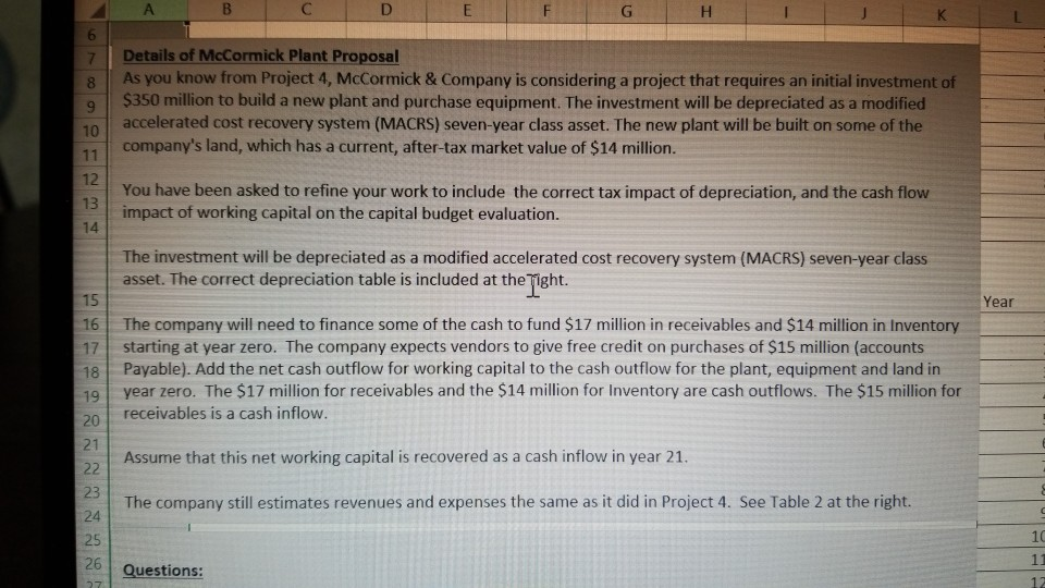 please help with questions 1 - 6. please see project 4