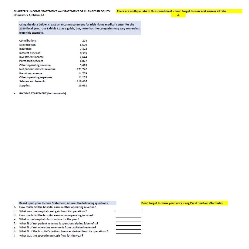 CHAPTER 3: INCOME STATEMENT and STATEMENT OF CHANGES IN EQUITY Homework