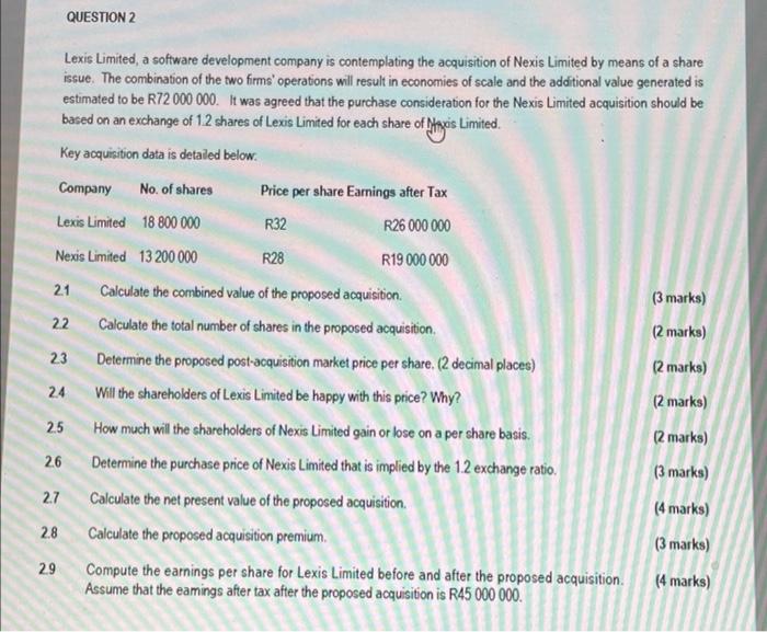 Please answer with details. QUESTION 2 Lexis Limited, a software development company