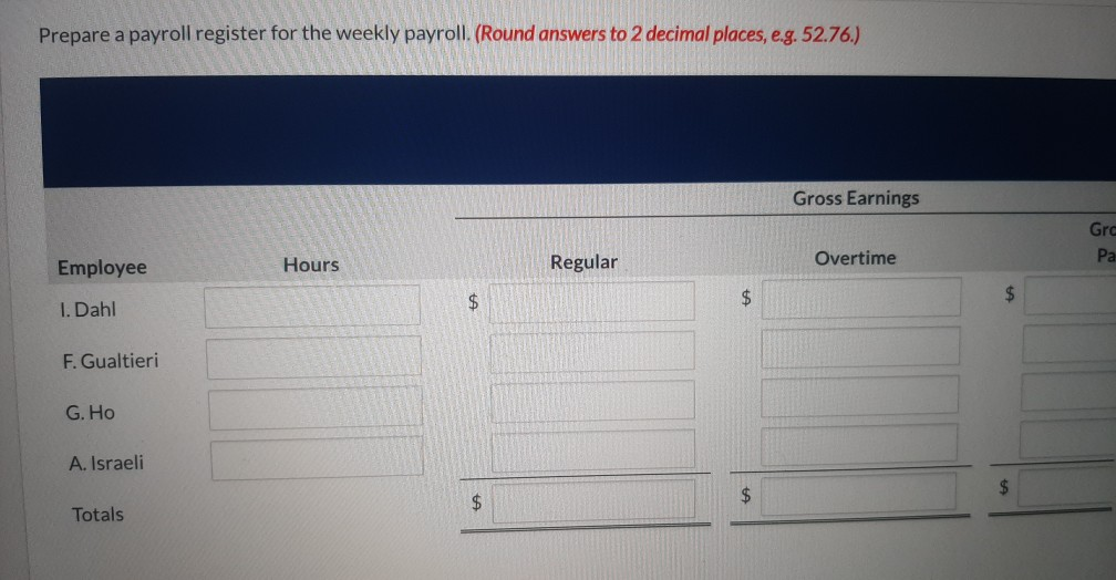 Sure Value Hardware has four employees who are paid on an hourly