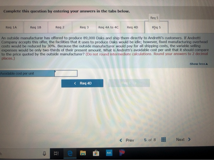 produces and sells 89,000 Daks each year at a selling price of