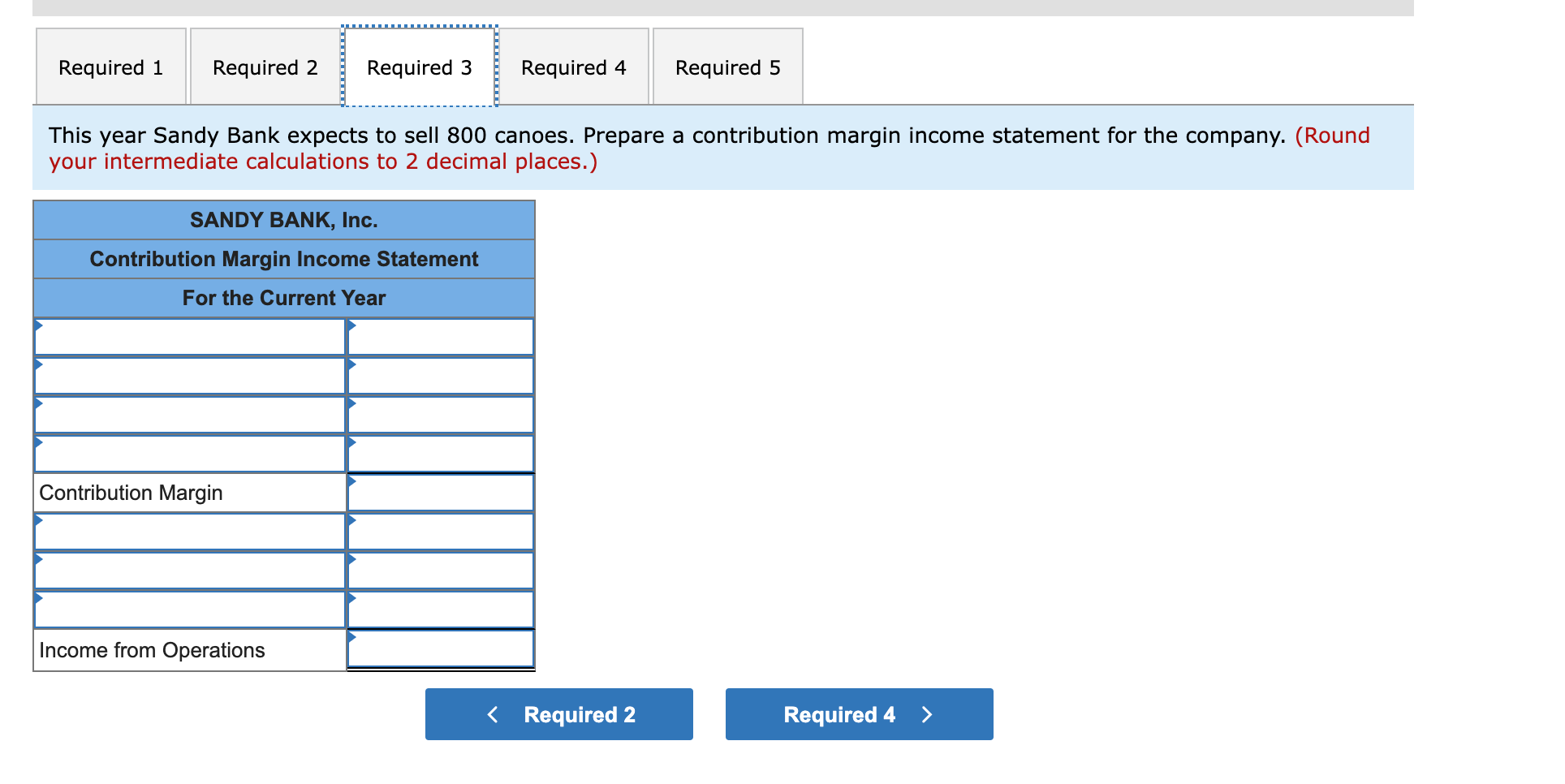 following table. 2. Suppose Sandy Bank sells its canoes for $560 each.