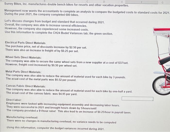 134 Surrey Bikes, Inc. ES Direct Labor Budget 86 For the Year