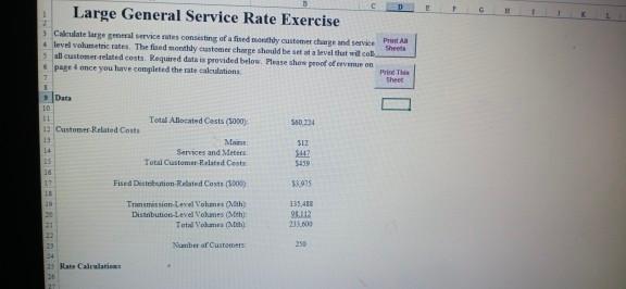 Please Answer this. 1 Large General Service Rate Exercise Carlite lugem Victes