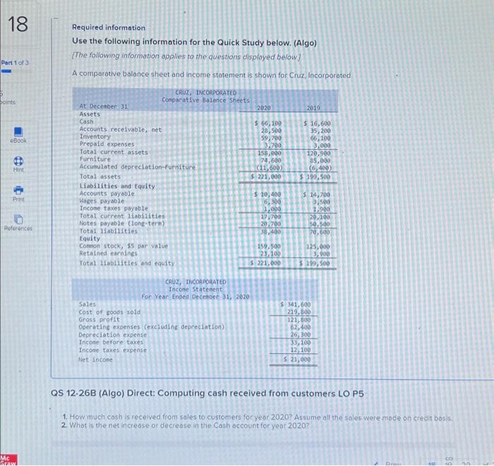  Required information Use the following information for the Quick Study below.