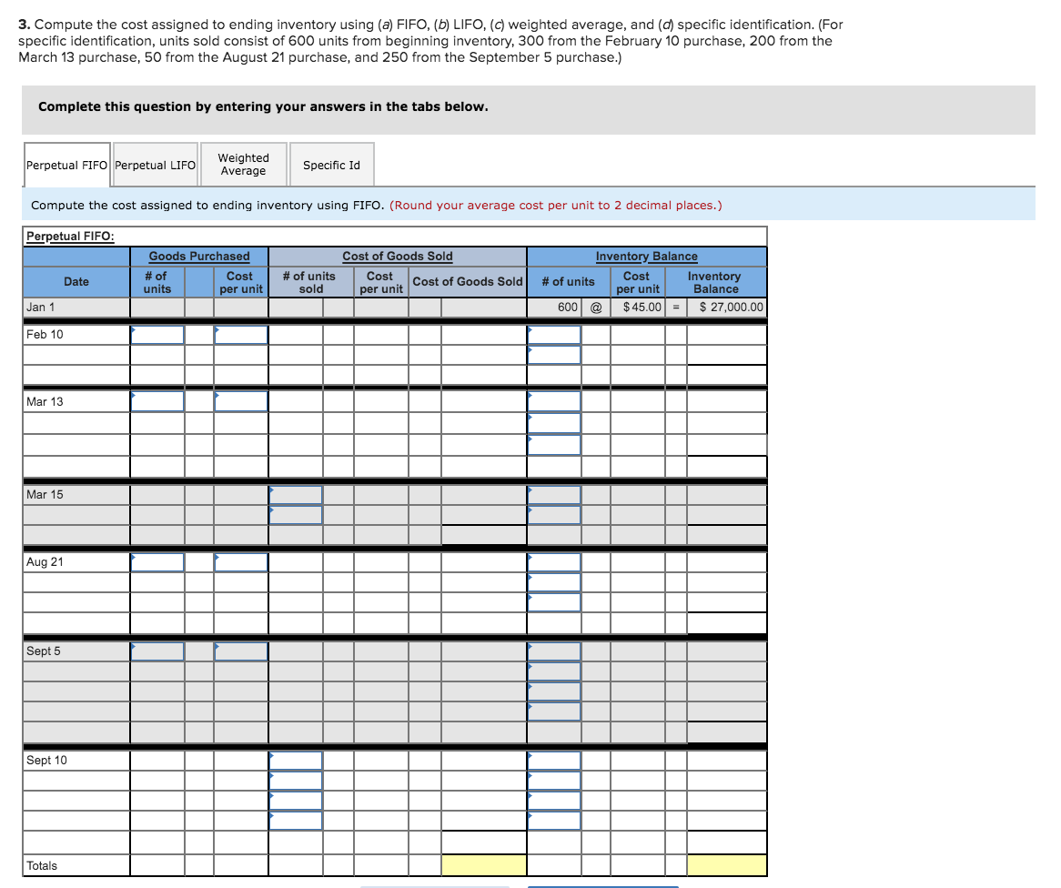 uses a perpetual inventory system. It entered into the following calendar-year purchases
