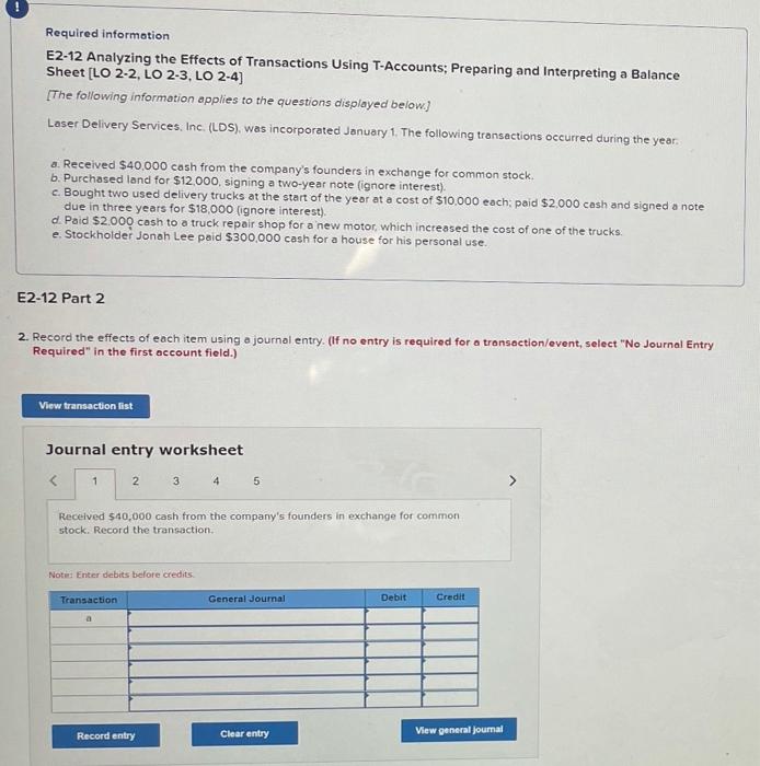 Using T-Accounts; Preparing and Interpreting a Balance Sheet LO 2-2, LO 2-3,