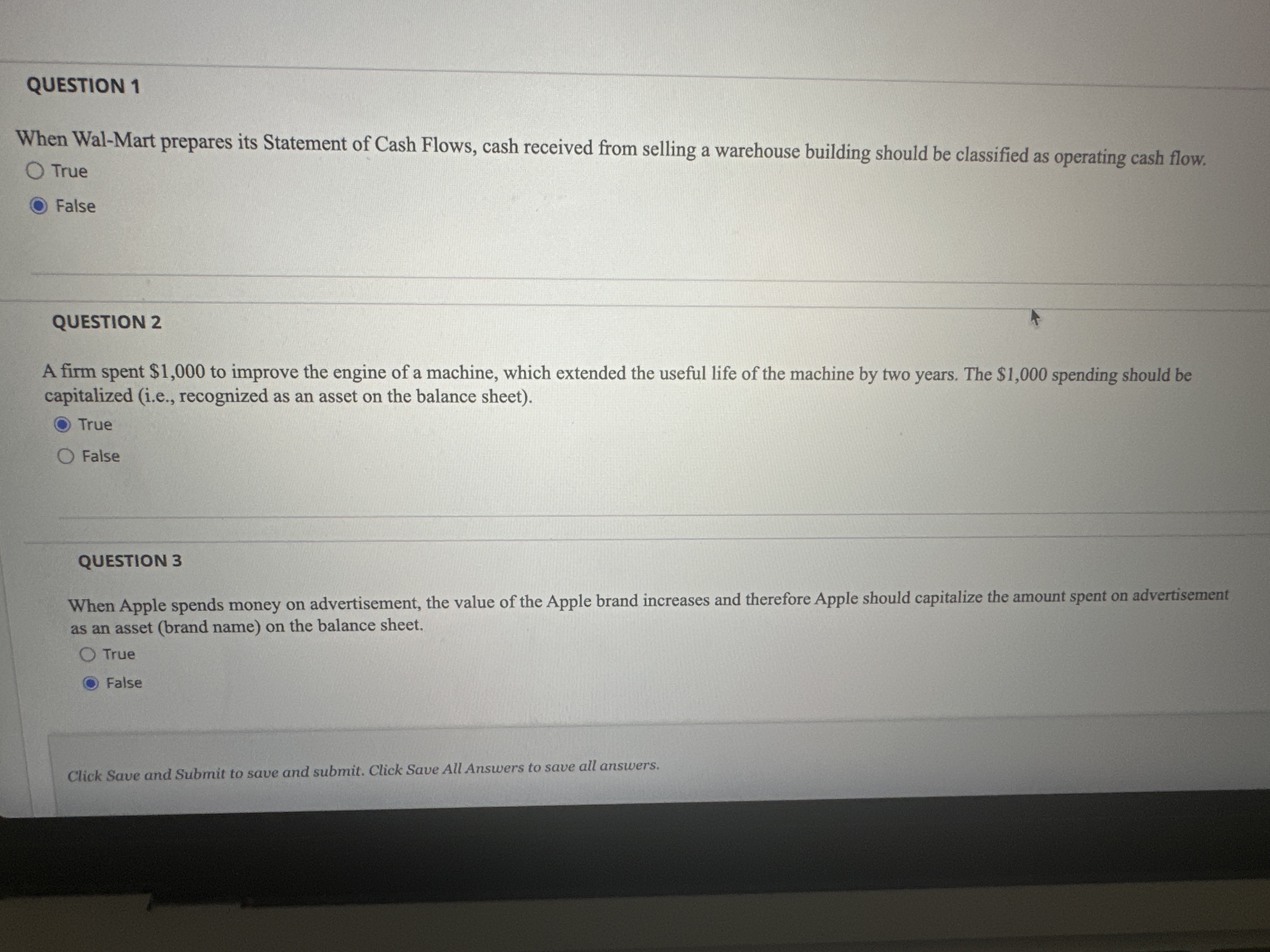  QUESTION 1 When Wal-Mart prepares its Statement of Cash Flows, cash