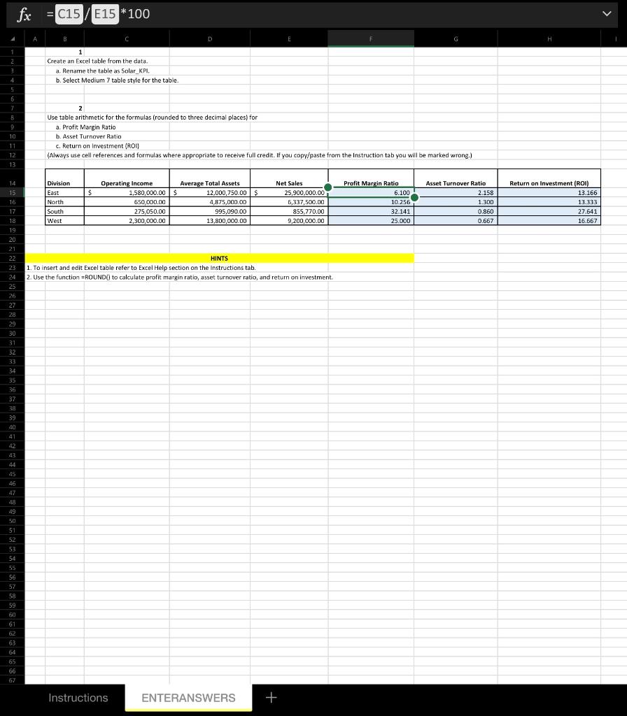 how do I enter the formula using ROUND() for profit margin /