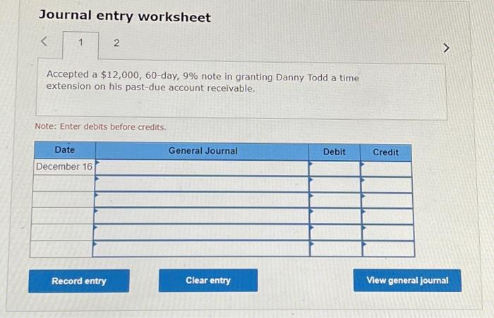 12% note in granting Noah Carson a time extension on his past-due