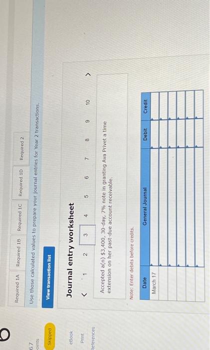 account receivable. Note: Enter debits before credits. Complete this question by entering