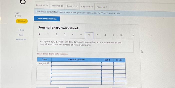 values to prepare your journal entries for Year 2 transactions. Journal entry