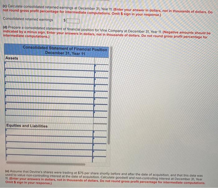 of $3,460,000, and retained earnings of $2,120,000. When acquired, Devine had inventories