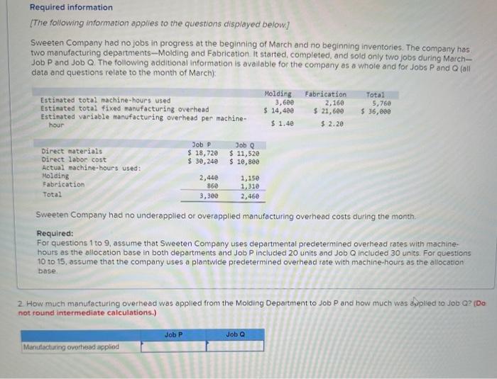question please Required information [The following information applles to the questions displayed