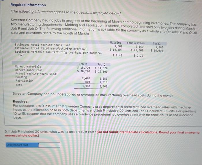 Fabrication. It started, completed, and sold only two jobs during MarchJob P