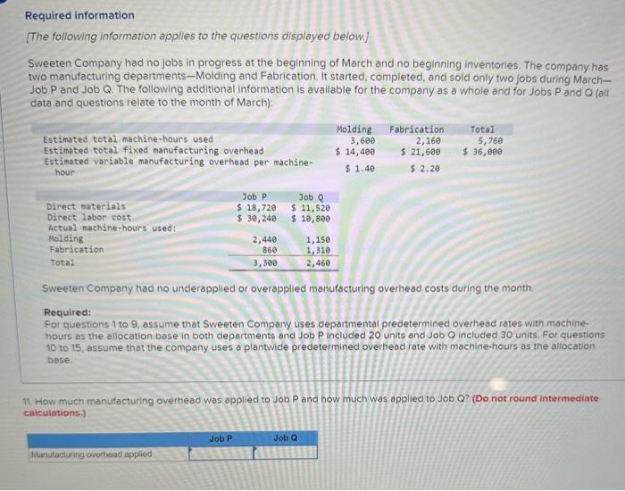 with mochinehours as the allocation base in both departments and Job P