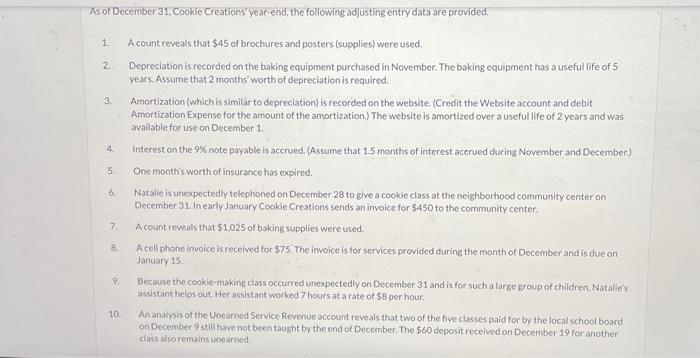 making and some administrative duties. balance outstanding is received. Natalie teaches the